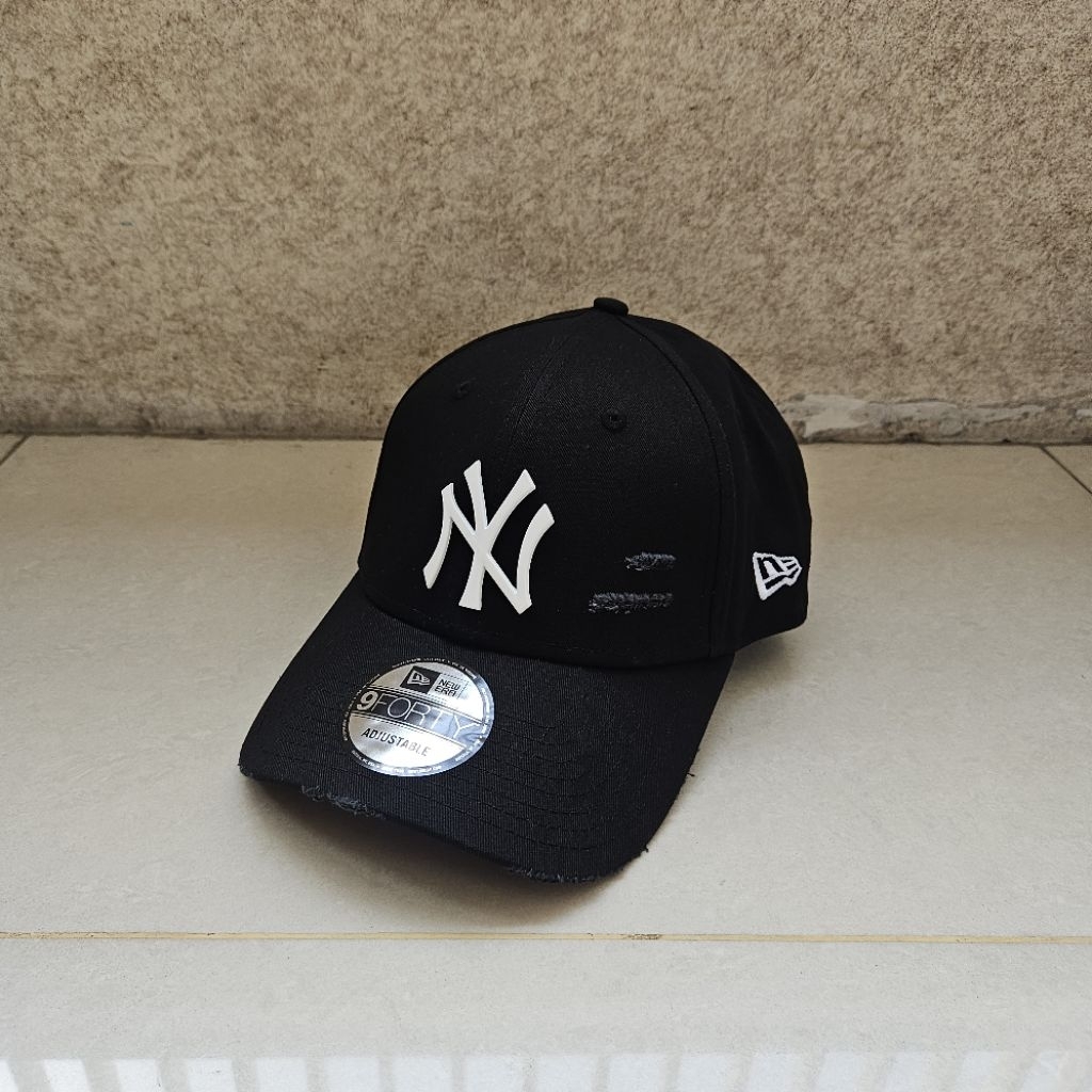 New Era 940 Cotton Damage Metal Logo Neyyan / Topi New Era Hitam / Topi New Era Pria Wanita Unisex