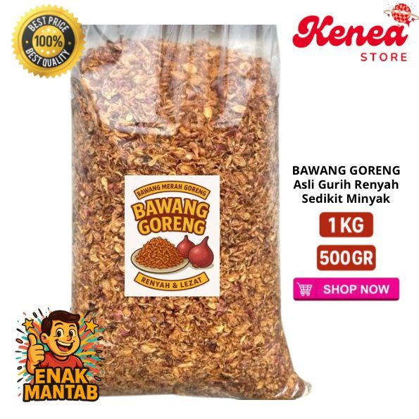 

BAWANG GORENG 1kg Gurih Renyah Sedikit Minyak / Bawang Merah Goreng