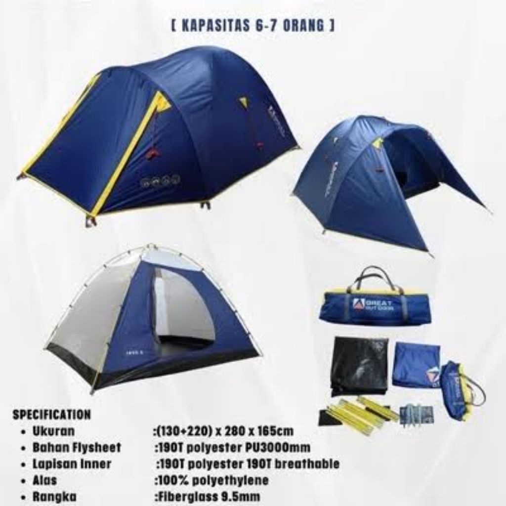 TENDA CAMPING GREAT OUTDOOR JAVA  6 ORANG DOUBLE LAYER