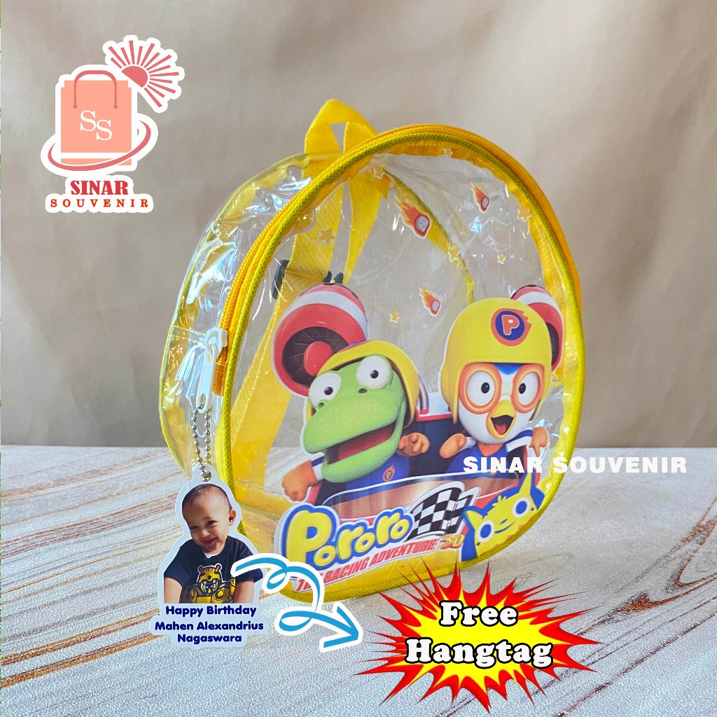 

Cherly Oval Bag Tas Model Telur Souvenir Ultah Anak Mika Bening Free Hang Tag Nama