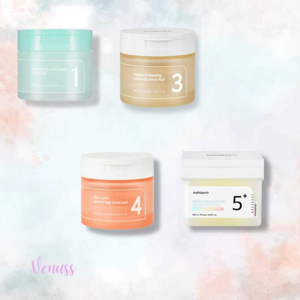 numbuzin No. 1 Centella Re-leaf Green Toner Pad 70 Pads | numbuzin No. 4 Pore Zero Peeled Egg Toner 