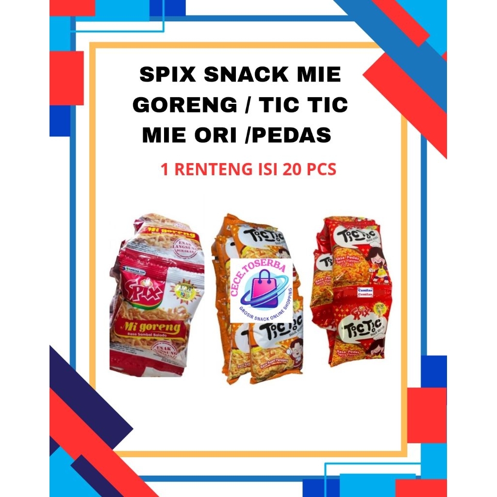 

PROMO!! SPIX SNACK MIE GORENG / TIC TIC SNACK MIE ISI 9 Gr x 20 Pcs