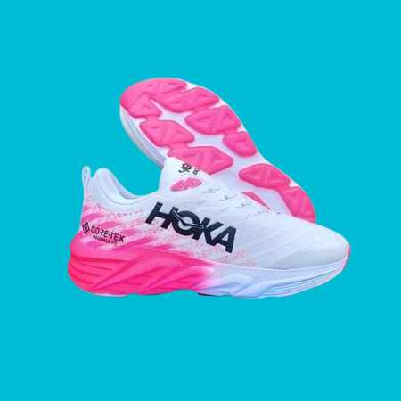 Sepatu Outdoor Hoka Cewek  Putih Pink Shoes Woman Sepatu Lari Hoka