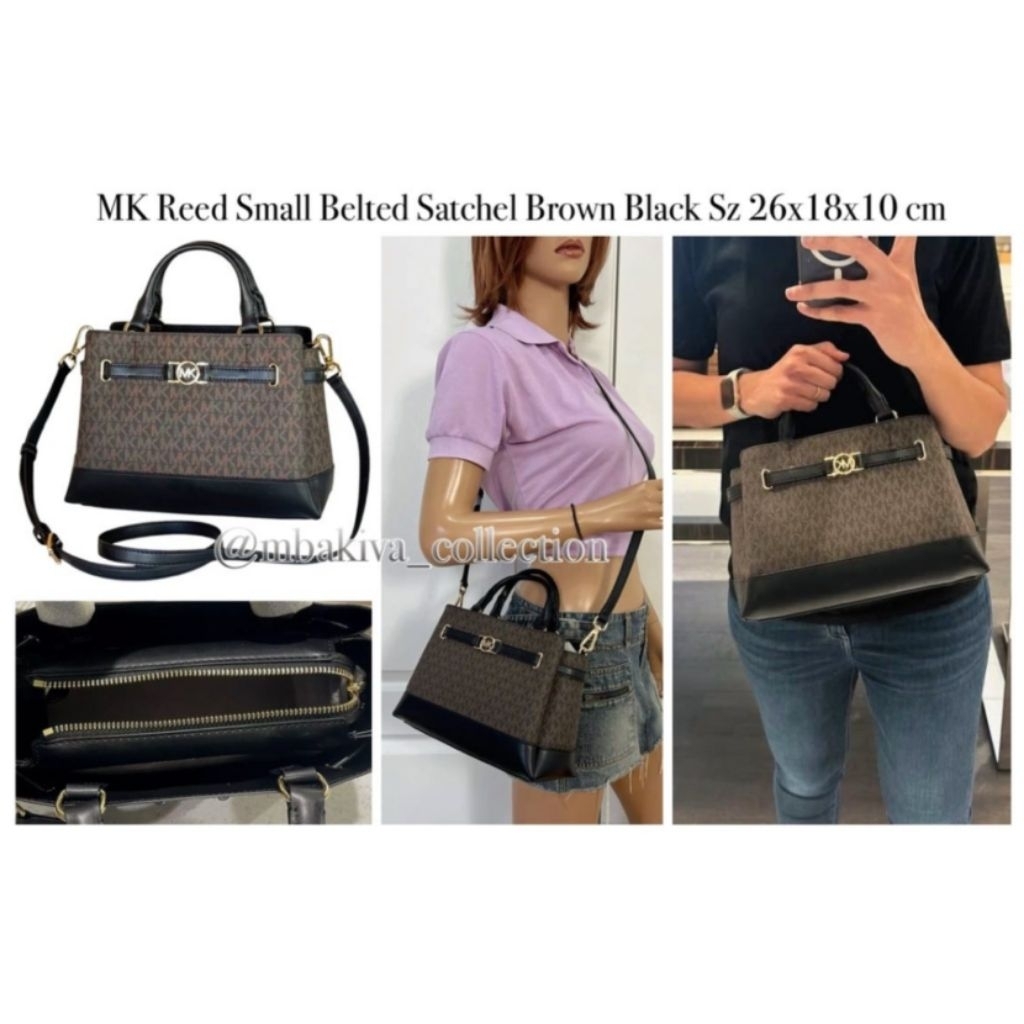 MK Reed Small Belted Satchel Brown Black