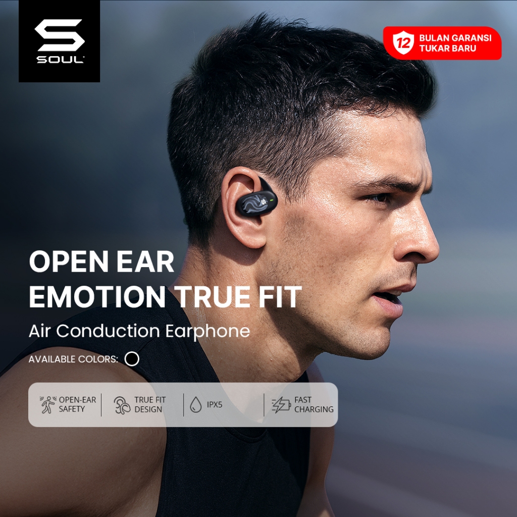 SOUL Open Ear Emotion True Fit Air Conduction Earphone Adjustable Ear Hook Sport Headset