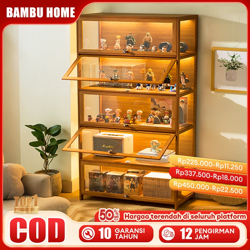 Lemari display figure Lemari mainan Lemari display lego Lemari bambu Minimalis Serbaguna Susun 5