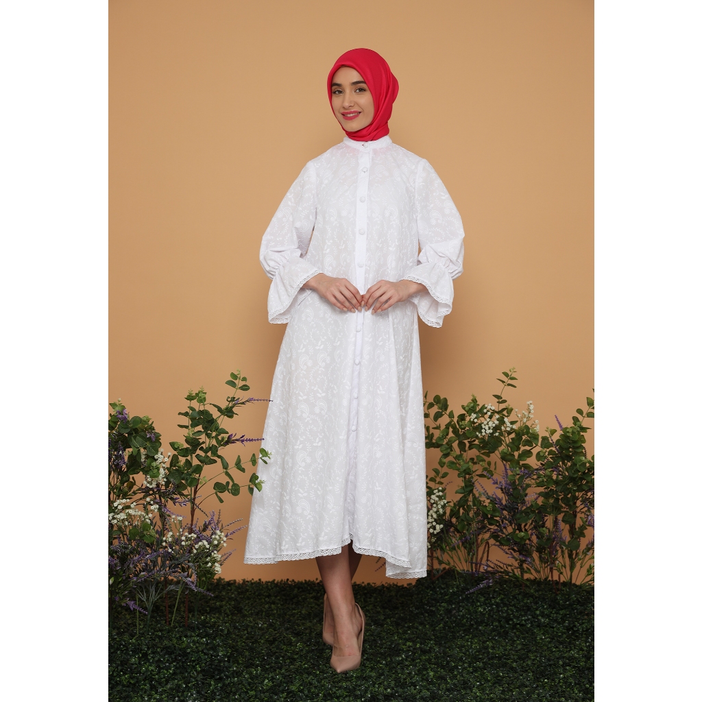 InCozy Dress Bilqis - Dress Gamis Wanita Muslim Midi Putih