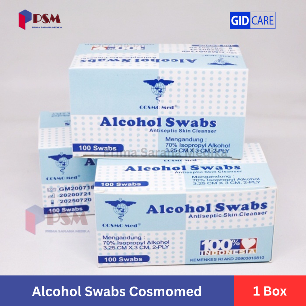 Alcohol Swab 200s Gidcare Cosmomed Kapas Tisu Alkohol Prep Pad OneSwab