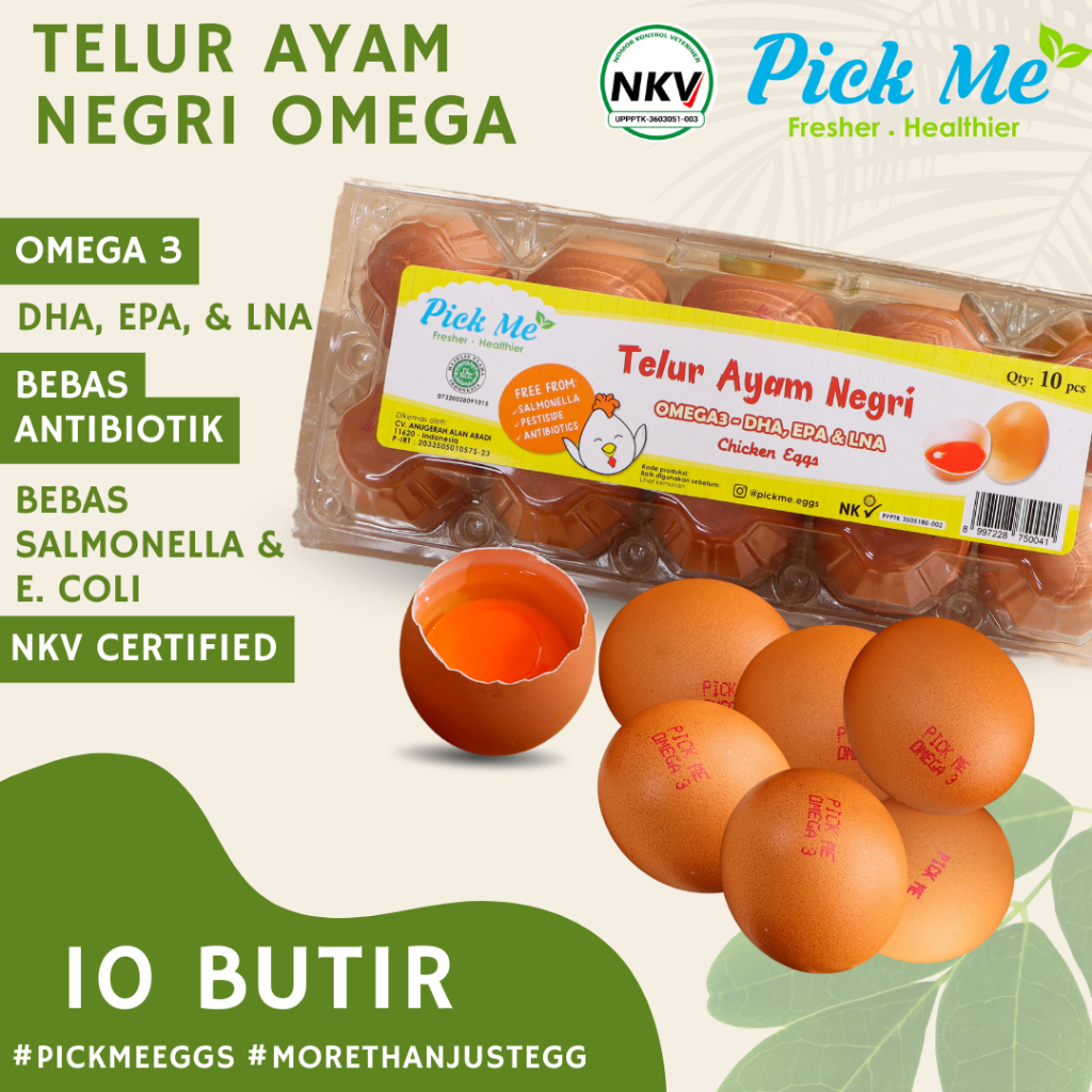 

Telur Ayam Negri Omega Pick Me Eggs 10 Butir