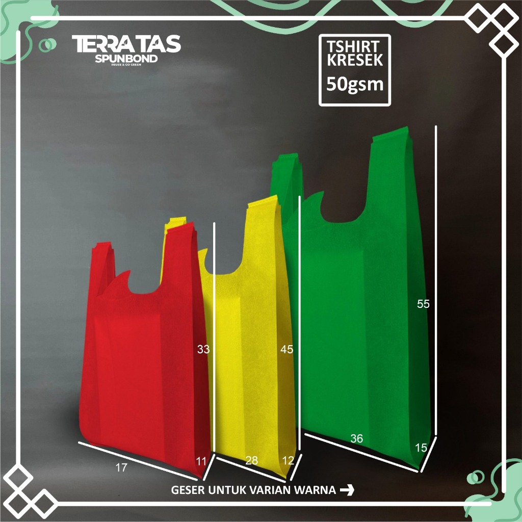 

(Pcs) Tas Spunbond Bentuk Kresek 50 GSM Kantong Belanja Tote Bag Kain Souvenir Hampers