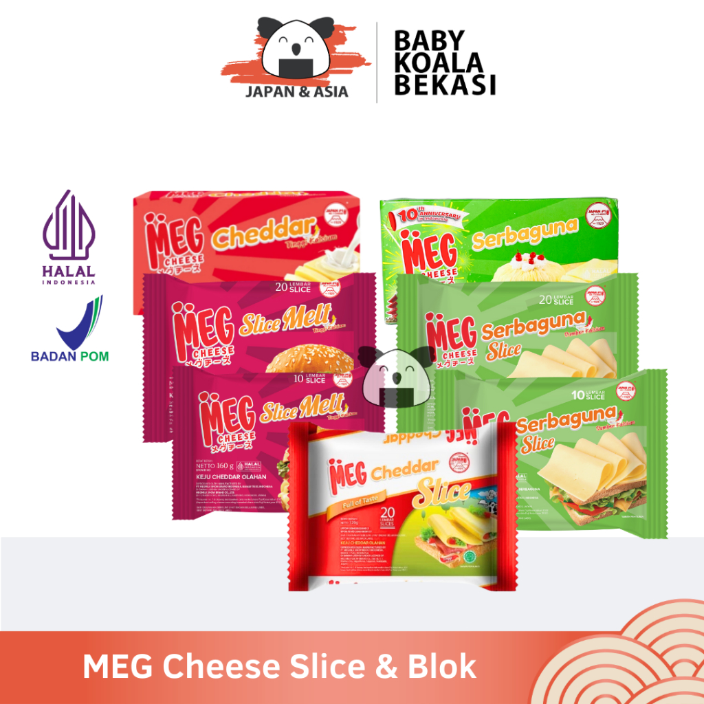 

MEG CHEESE Keju Slice & Blok Halal | Keju lembaran | Keju Parut | Cheddar | Melt Serbaguna -BKB