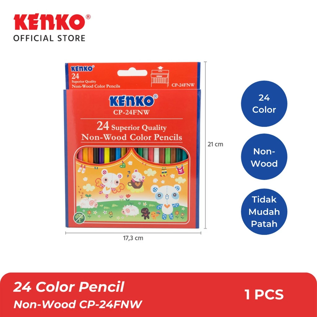 

Nulisstore Kelir Kayu Pensil Warna Kenko CP-24FNW Pensil Superior Quality Non-Wood 24
