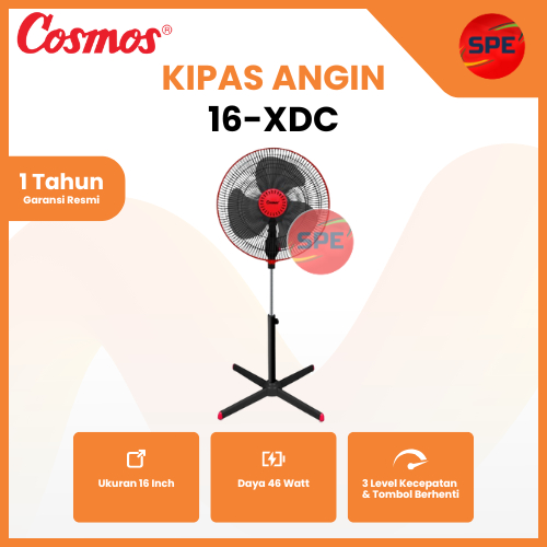 KIPAS ANGIN BERDIRI / STAND FAN COSMOS UKURAN 16 INCH 16-XDC / 16XDC GARANSI RESMI (MEDAN)