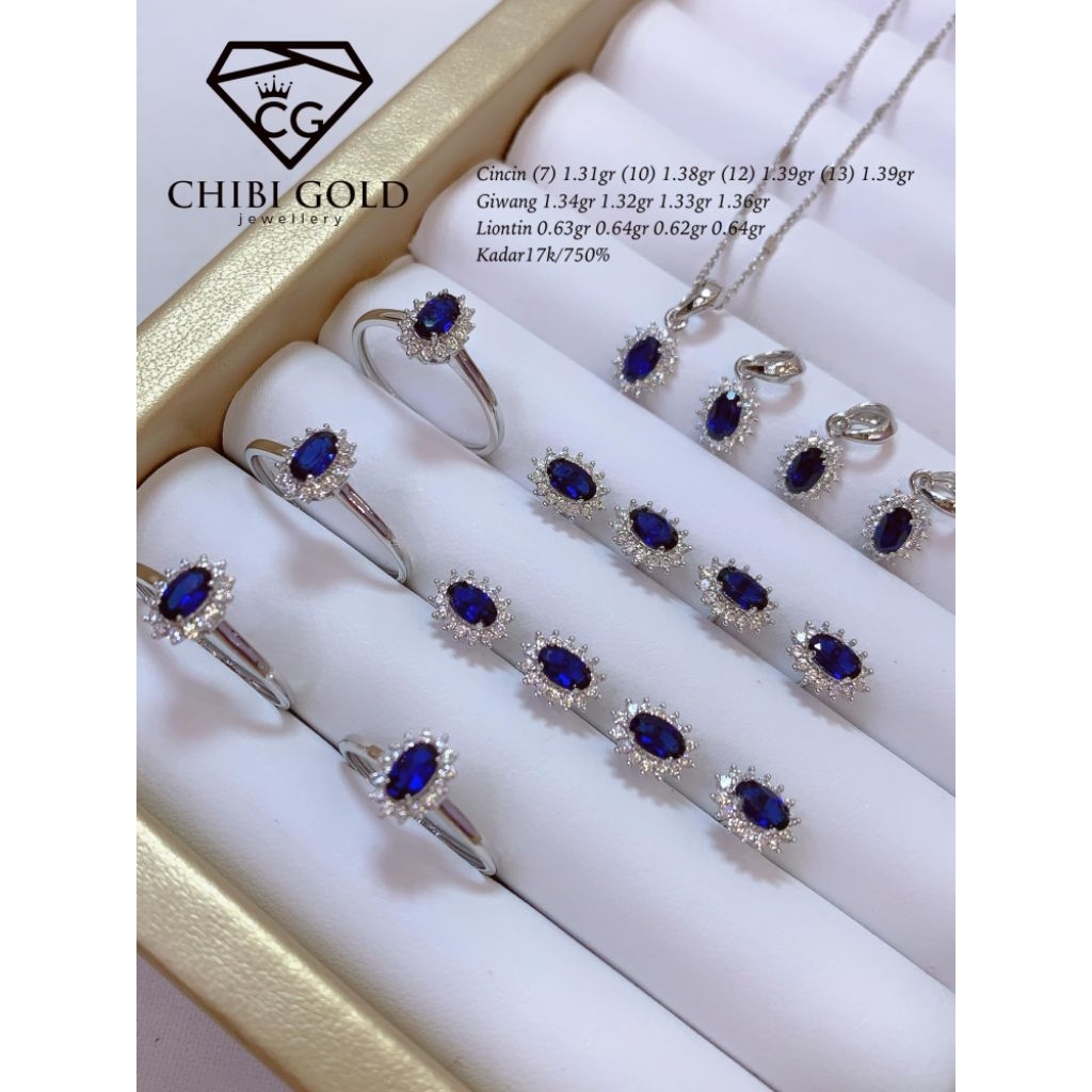 CHIBI JAWELLERY - Anting mata biru emas 750 kadar 17K - chibigold