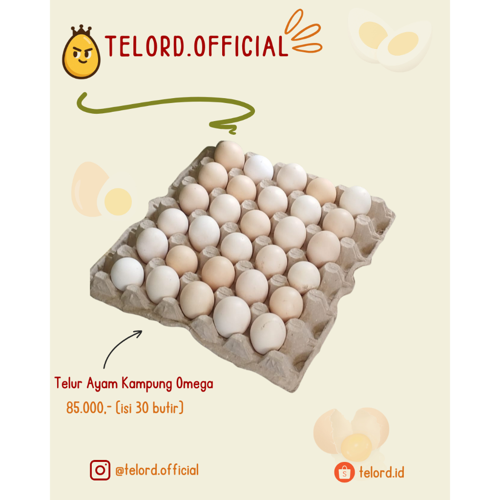 

Telur Ayam Kampung Omega 1 Tray isi 30butir