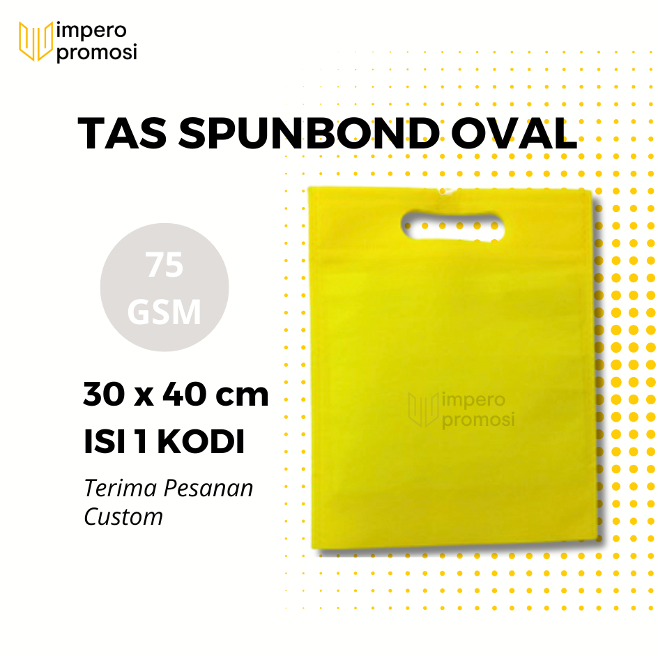 

Impero - GOODIE BAG SPUNBOND OVAL 30x40 / Harga Satuan / Warna Kuning / Kantong Belanja Souvenir