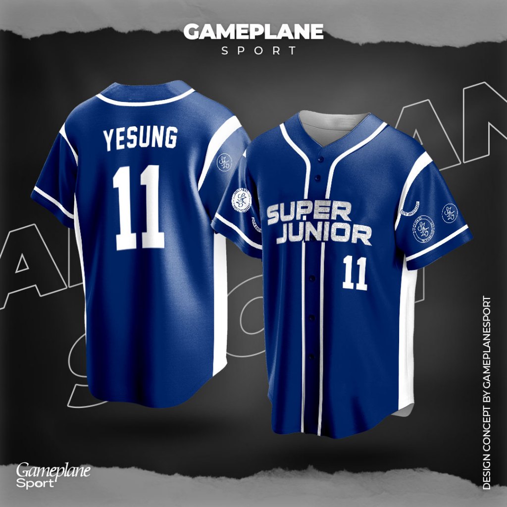 GAMEPLANE -  Kaos Baju Jersey Baseball YESUNG SUPER JUNIOR SUPER SHOW 10 BIRU Custom Desain Full
