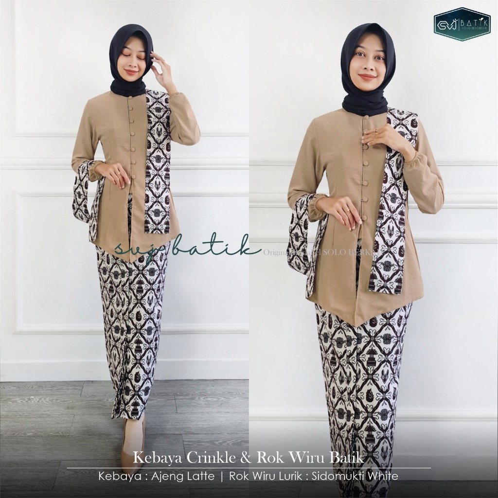 Set kebaya batik setelan rok wiru span batik katun premium setelan batik rok kebaya by svj