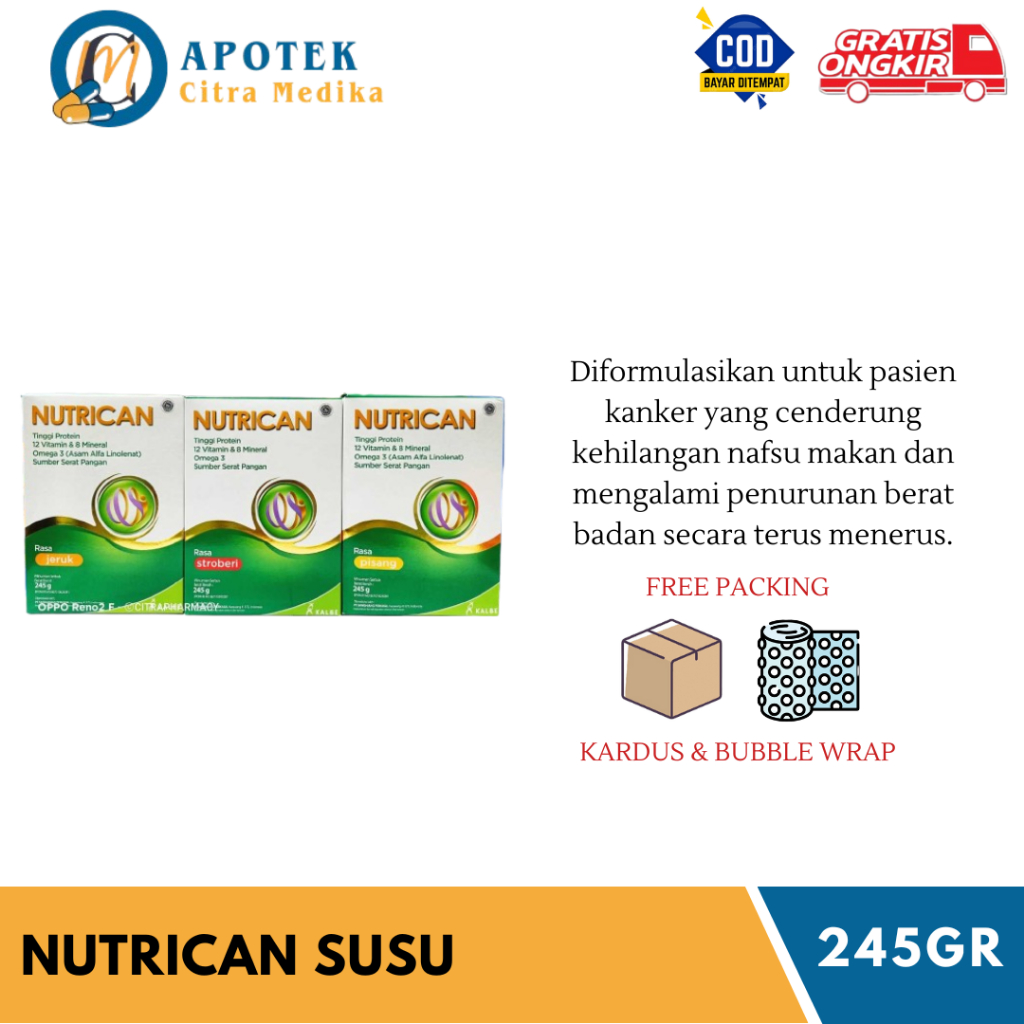 

Nutrican - Susu Nutrisi Untuk Pasien Kanker Dewasa Tinggi Energi Meningkatkan Nafsu Makan