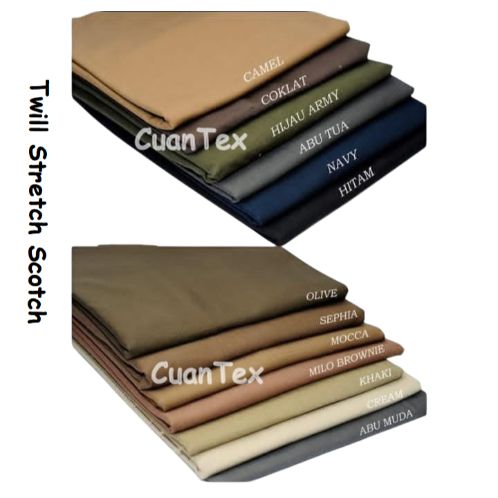 Kain Twill Stretch Bahan Chino Melar Twill Scotch Stretch Chino Melar Twill Scotch Bratatex