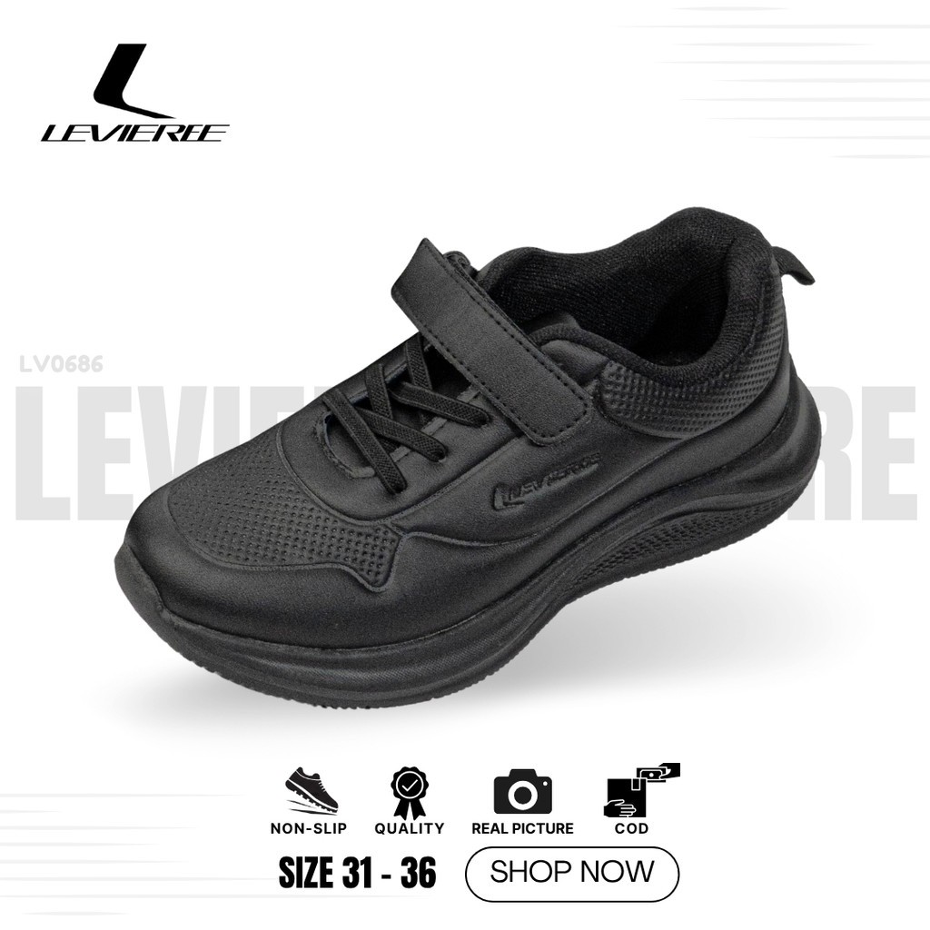 LVR Ricky SIZE 21-36 Sepatu Sneakers Anak Sepatu Sekolah Anak Sepatu Hitam Anak LV0686