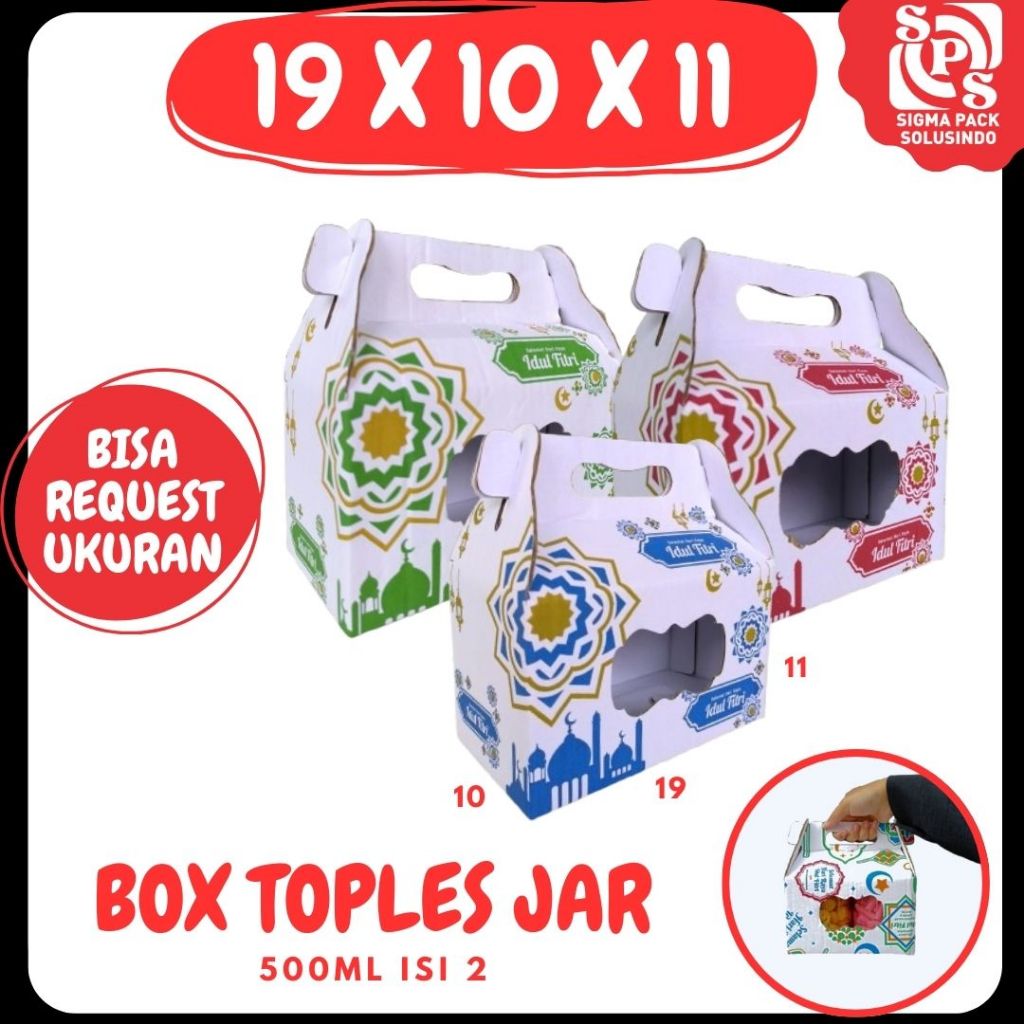 

Box Kue Kering 19x10x11 Jinjing (KUKER TOPLES JAR 500ml ISI 2) Box Jinjing Kardus Lebaran Idul Fitri Hampers Polos/Motif