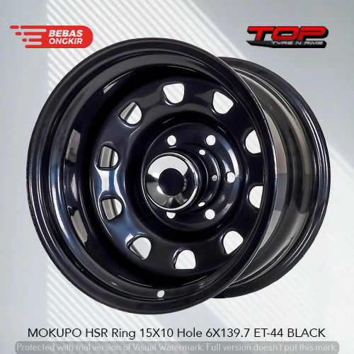 Velg Mobil R15 Lebar 10 Inch Pcd 6X139,7 - Pelek HSR MOKUPO Black Ring 15 Murah