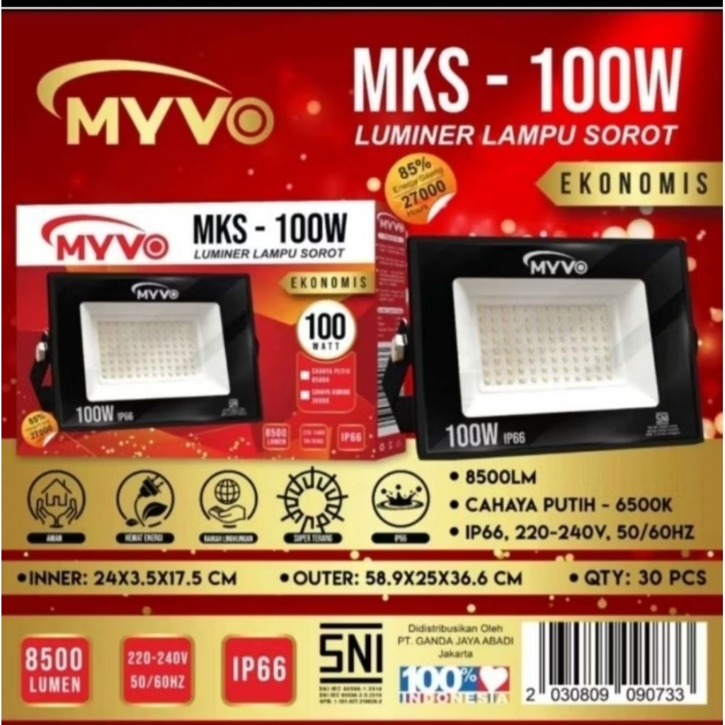 LAMPU SOROT LED LAMPU TEMBAK LED KAP HALOGEN LED MYVO 100 50 WATT