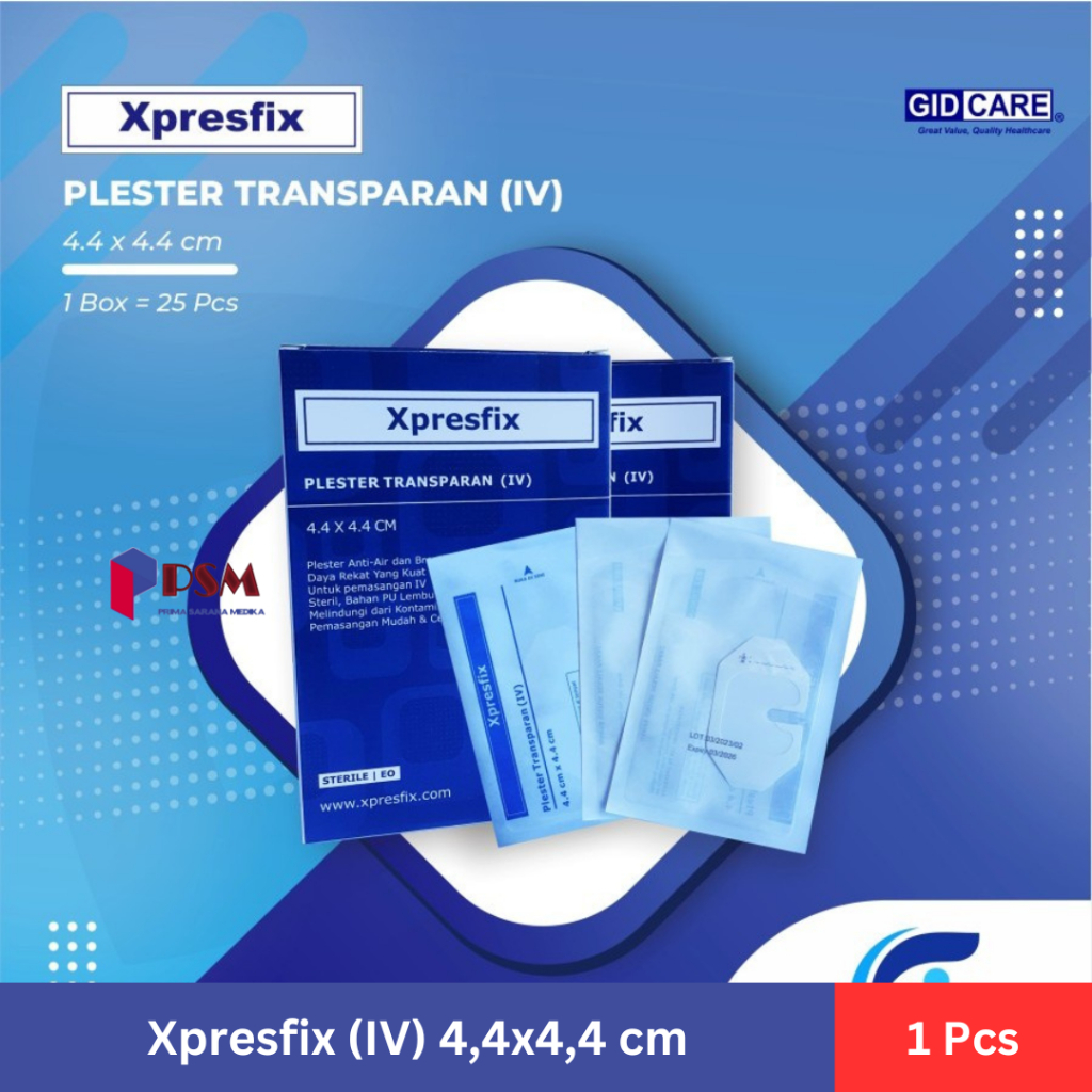 Xpresfix 4,4x4,4cm Plester Infus IV Anak Transparan Anti Air Dermafix