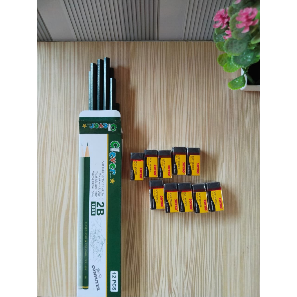 

PENSIL CLEVER STAR 1 PACK + PENGHAPUS JOYKO 10 PCS