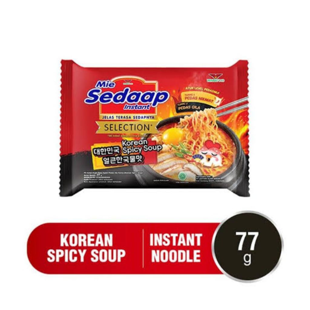 

Mie Sedaap Korean Spicy Soup 77 gram 1 pcs mie instan
