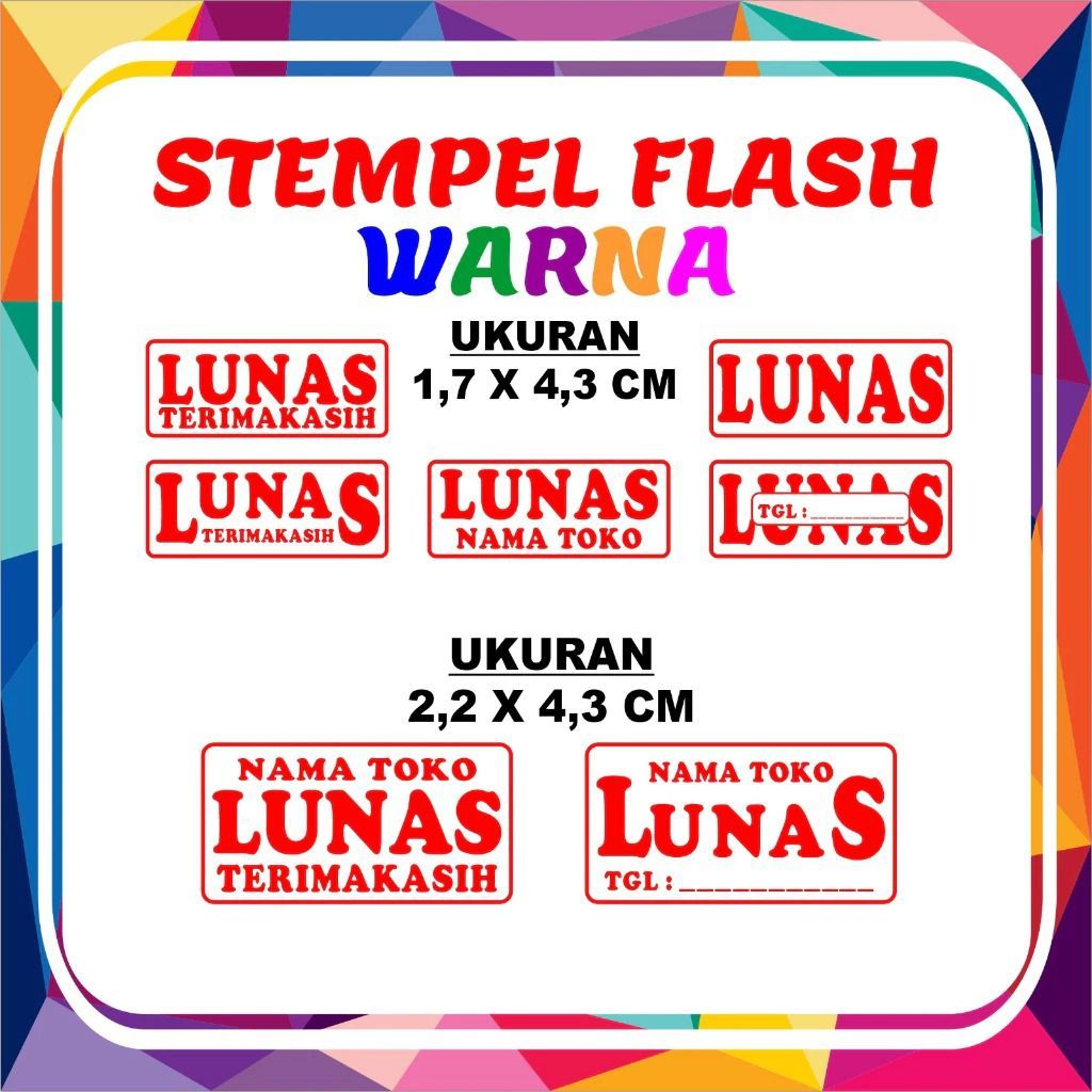 

STEMPEL LUNAS 1 WARNA PERSEGI