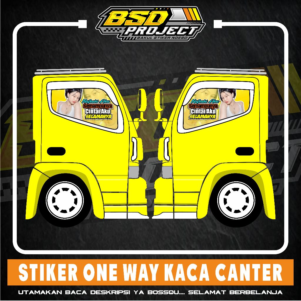 (BARU) STIKER KACA ONE WAY TRUK CANTER STIKER KACA SAMPING ONE WAY TRUK BISA GANTI DESAIN