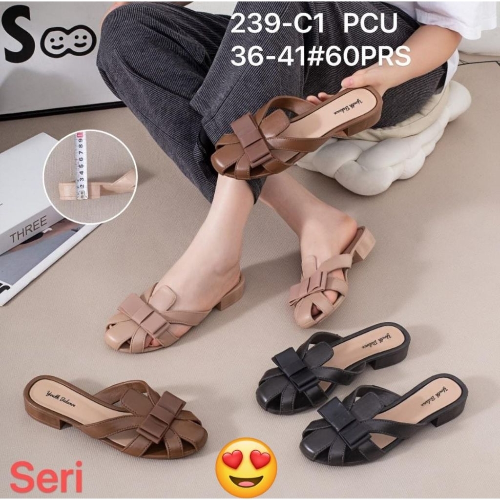 Sepatu Sandal Slop Pita Karet Wanita Youth Balance
