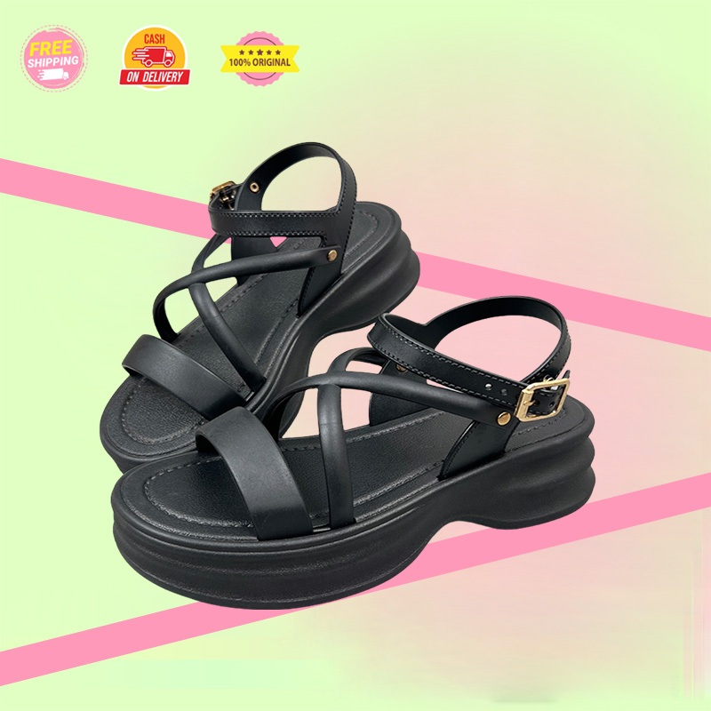 YUTU - Sandal Gunung Wanita Sepatu sandal wanita Korea dengan tali pengikat, hak tinggi, sol tebal 5