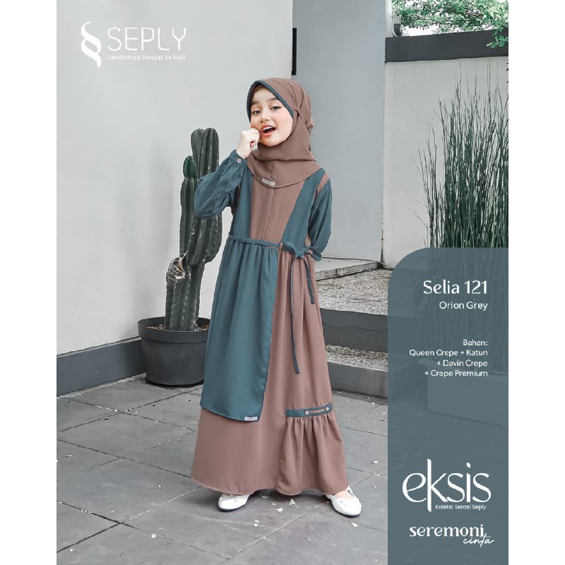SEPLY baju gamis anak  EKSIS 207 Orion Grey