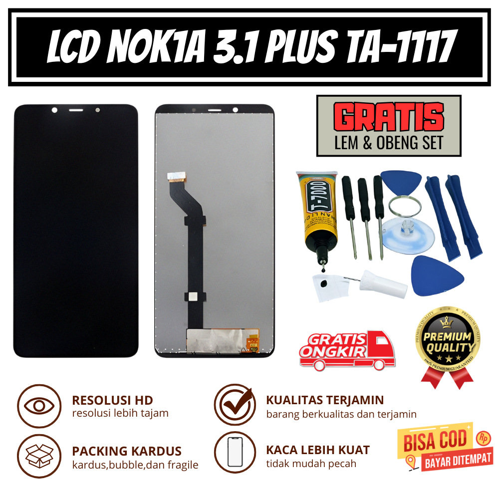 LCD NOKIA 3.1 PLUS TA-1117 ORIGINAL + TOUCHSCREEN || GRATIS 1 SET OBENG & LEM || OG SUPER ORIGINAL