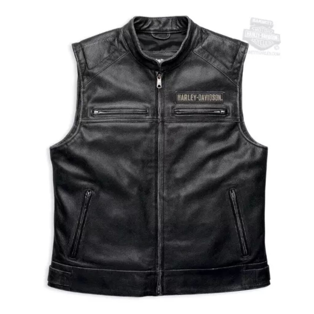 rompi kulit Harley Davidson terlaris, rompi pria/jaket kulit Garut