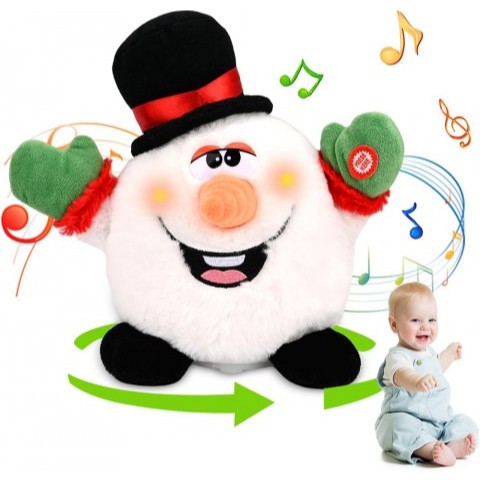 Yeraya Boneka Plush Natal Chubby Putar Lampu Musik  santa gerak boneka joget Santa Joget Boneka Nata