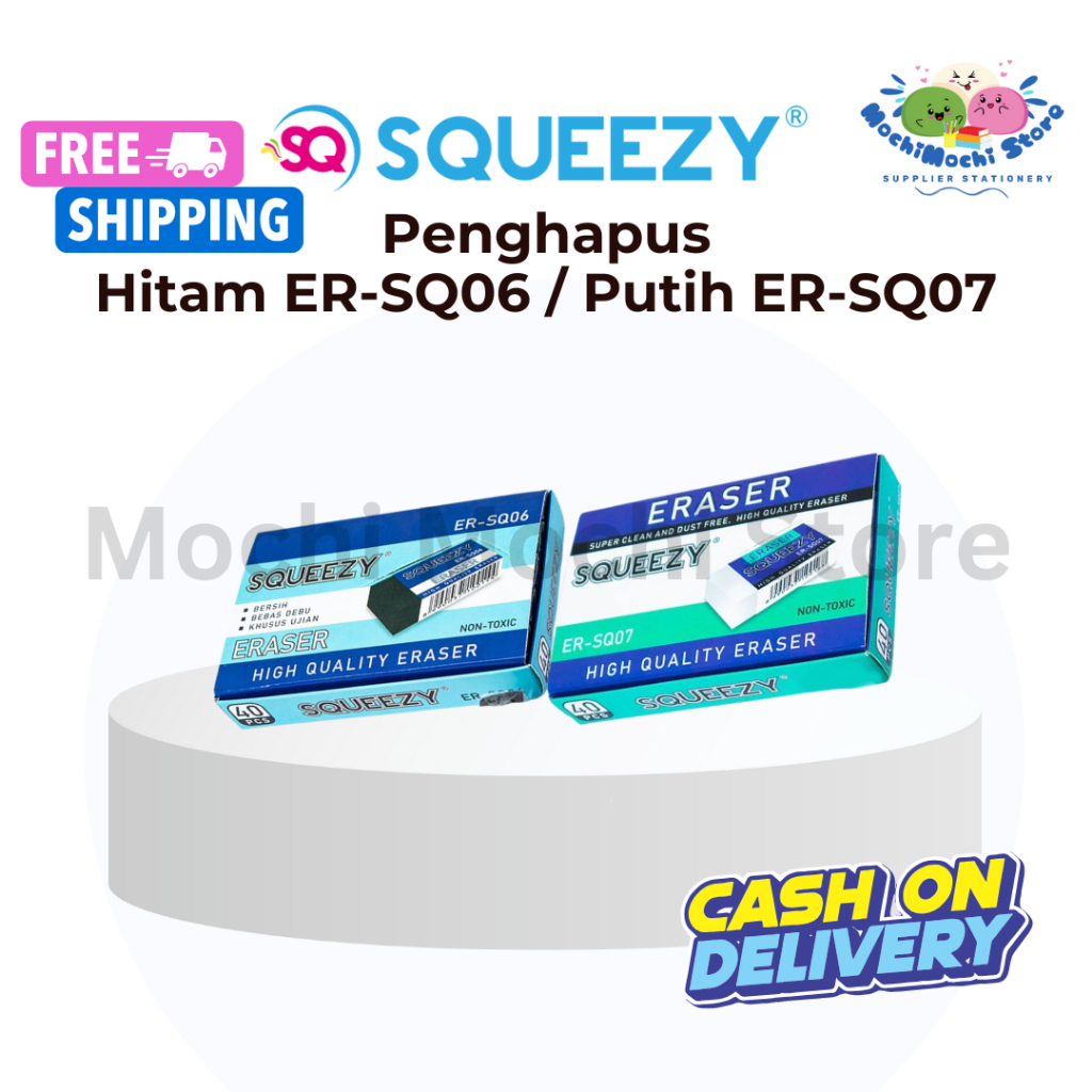 

HARGA GROSIR PER PACK/20 PCS Penghapus Pensil Hitam ER-SQ06 dan Putih ER-SQ07 | Eraser | Penghapus Pensil Non Toxic | ER-SQ06 | ER-SQ07