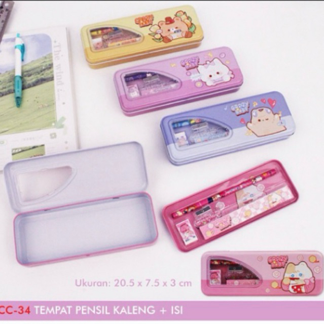 

Tempat Kotak Pensil Kaleng Set Lengkap Isi