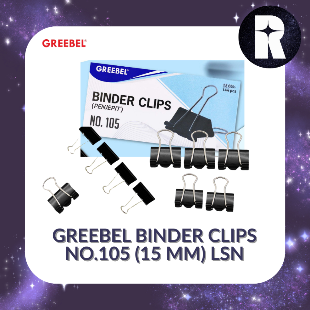 

GREEBEL BINDER CLIPS NO.105 (15 MM)/PENJEPIT KERTAS/DOKUMEN [LSN]