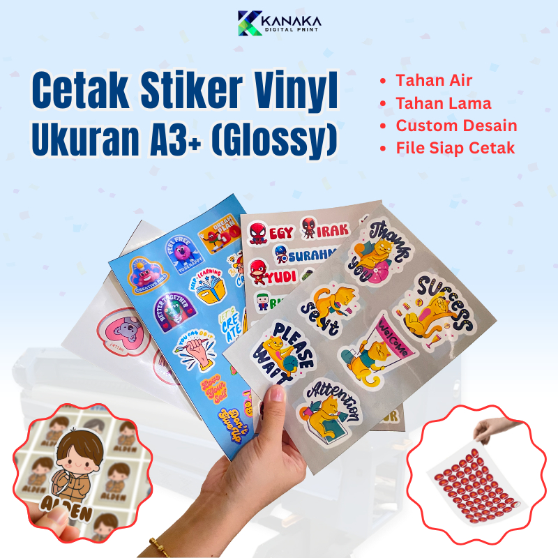 

Kanaka - Cetak Stiker Vinyl Ukuran A3+ (Glossy) - Tahan Air & Tahan Lama - Custom Desain / File Siap Cetak