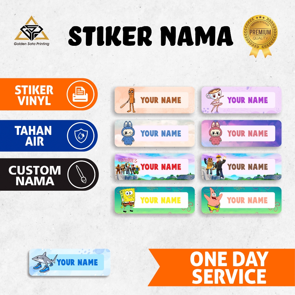 

Stiker Nama Custom Waterproof | Label Nama Custom Waterproof | Stiker Vinyl Tahan Air | Nama Anak Sekolah