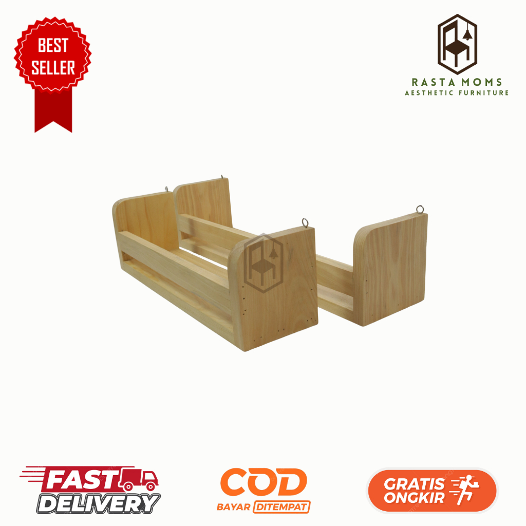 Rak Bumbu Dapur Kayu Gantung Dinding Rak Tempat Bumbu Kayu Pinus Minimalis