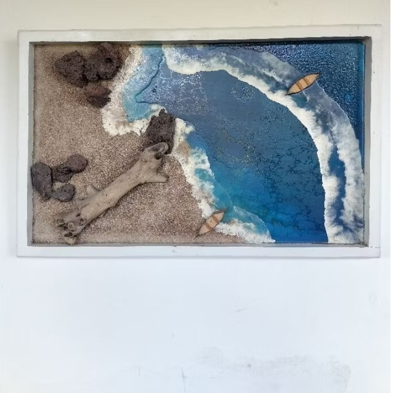 Lukisan Resin art ocean/dekorasi dinding resin seni motif lautan
