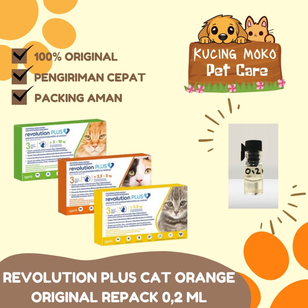 Repack Revolution Plus Cat Orange 0,2 ML (2,5 - 5 KG) / Obat Kutu Kucing Revolution Orange Original 