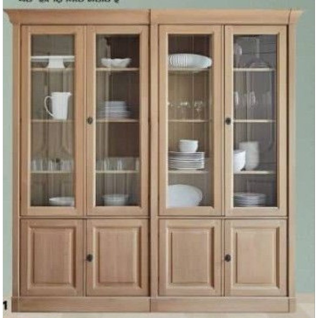 almari kaca minimalis modern almari piring kayu jati