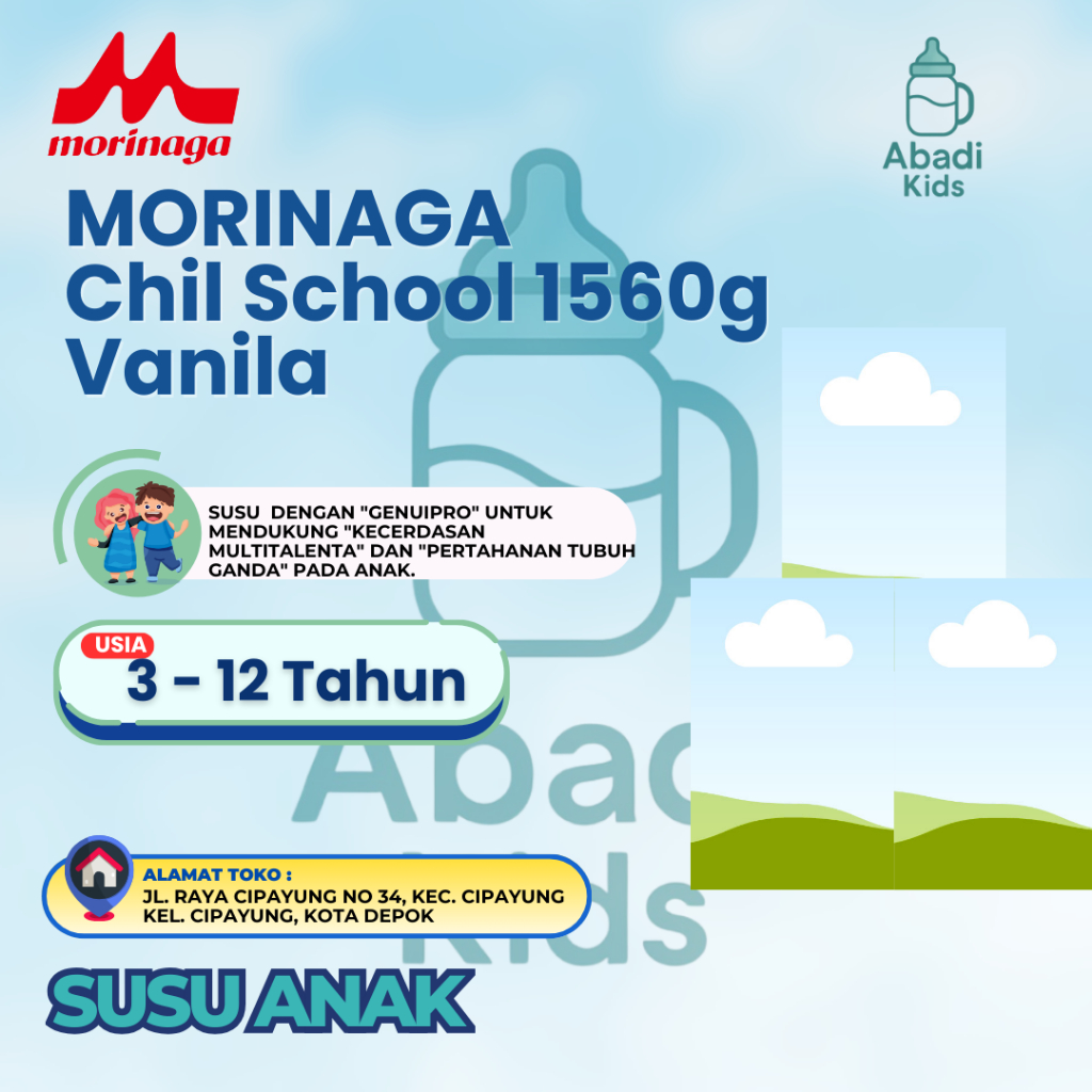 

MORINAGA Chil School 1560g Susu Anak 3-12 Tahun Madu/Vanila