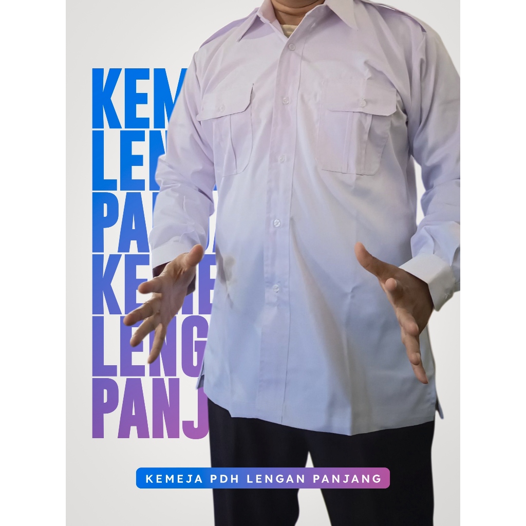 PDH Kantor Baju Dinas Pegawai Seragam Putih PNS ASN Pria Lengan Panjang